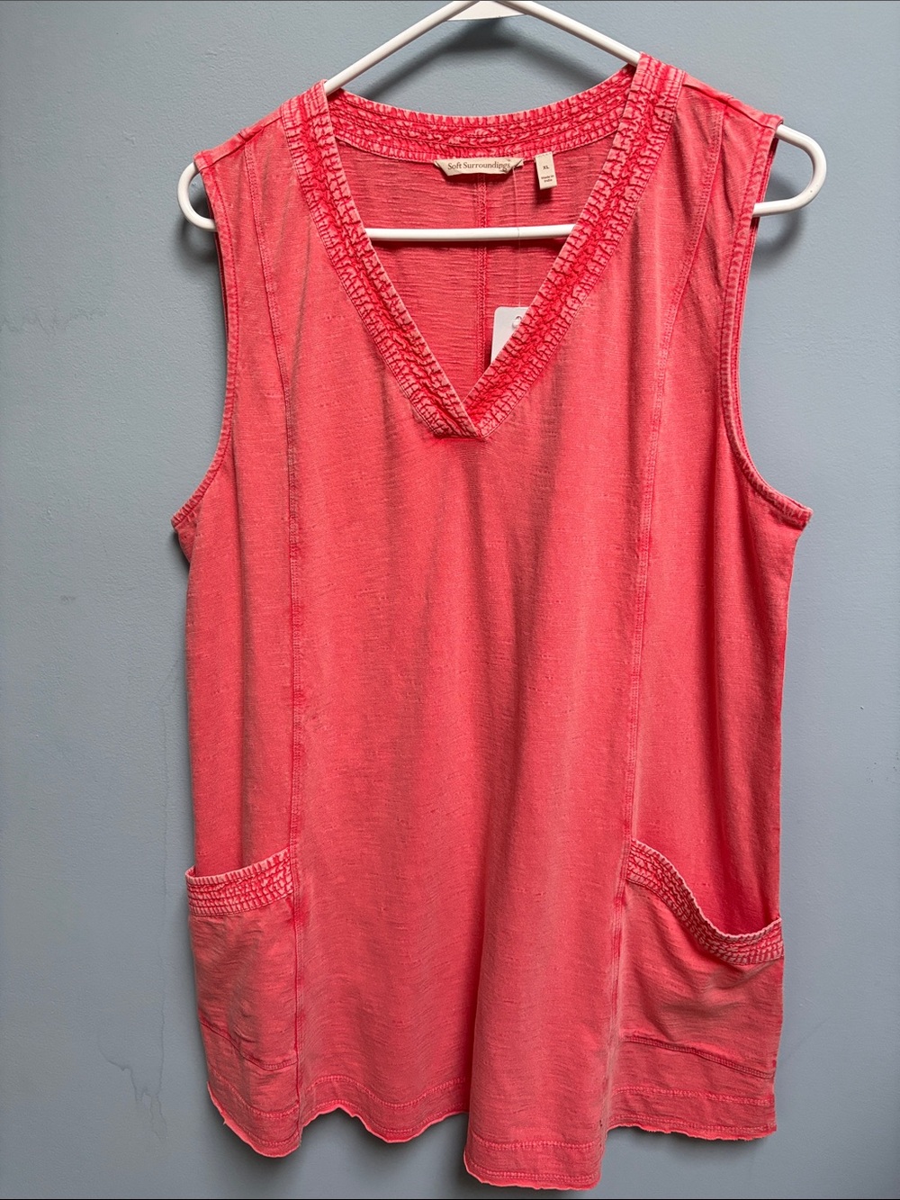Soft Surroundings New With Tags Jacinta Tunic Sleeveless V-Neck Poppy XL  (18)